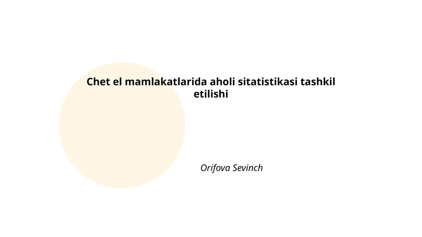 Chet el mamlakatlarida aholi sitatistikasi tashkil etilishi