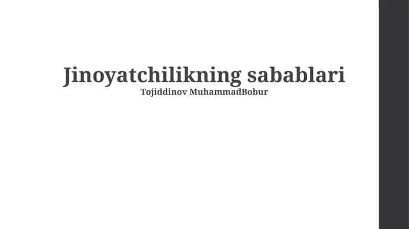 Jinoyatchilikning sabablari