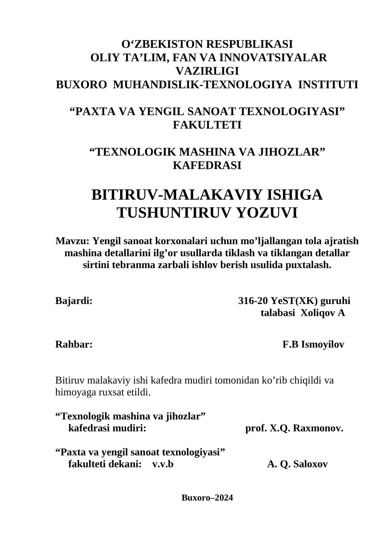 Yengil Sanoat Korxonalari uchun Tola Ajratish Mashinalar