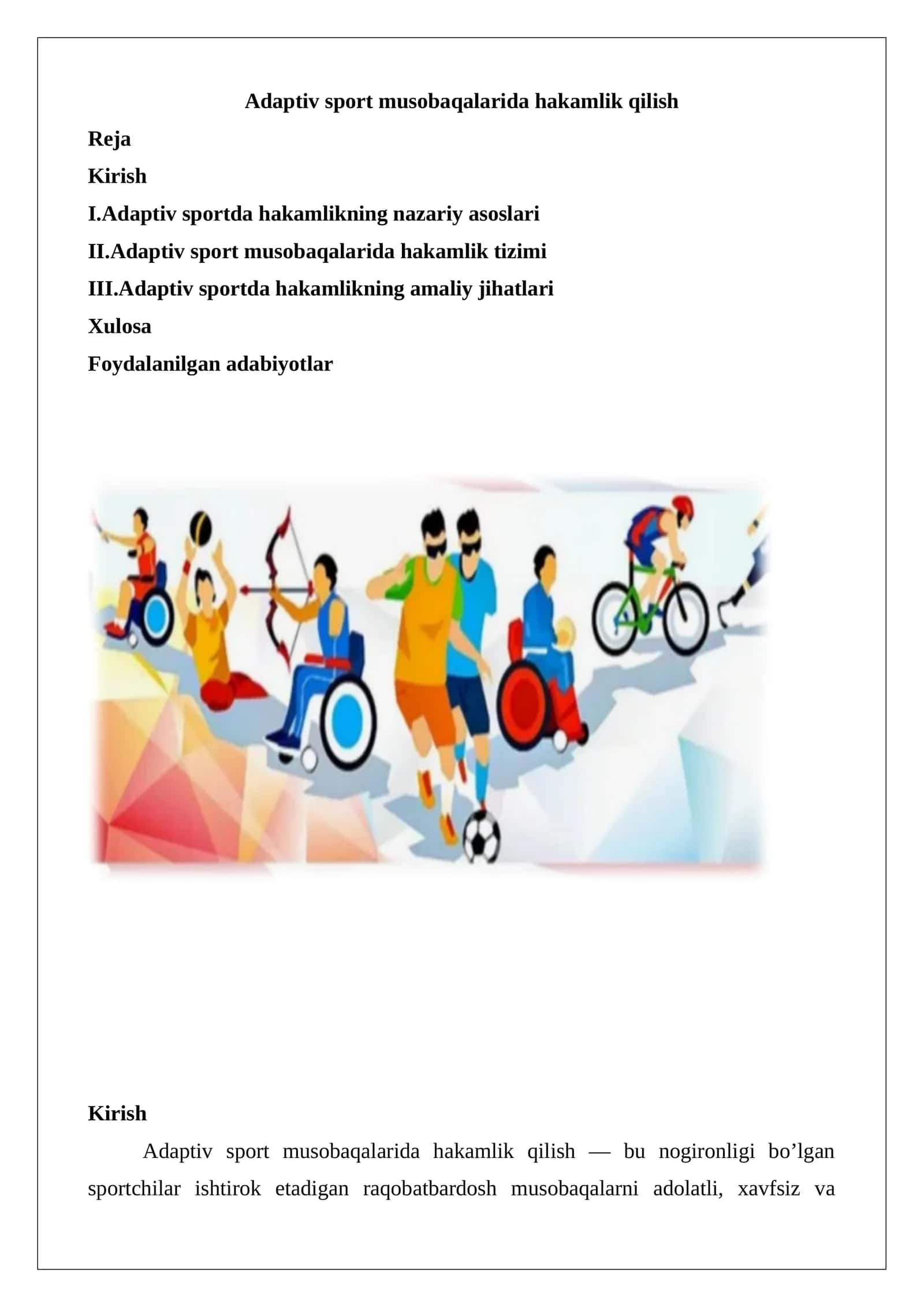 Adaptiv sport musobaqalarida hakamlik qilish