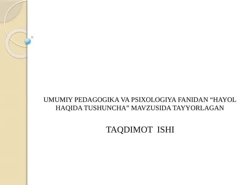 HAYOL HAQIDA TUSHUNCHA
