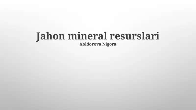 Jahon mineral resurslari