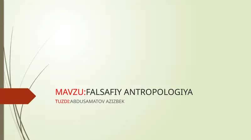 FALSAFIY ANTROPOLOGIYA