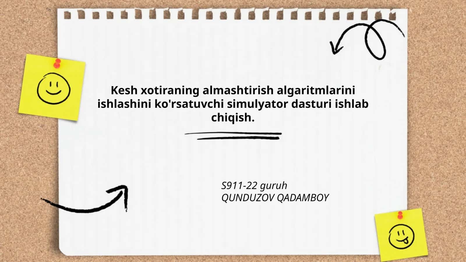 Kesh xotiraning almashtirish algaritmlarini ishlashini ko'rsatuvchi simulyator dasturi
