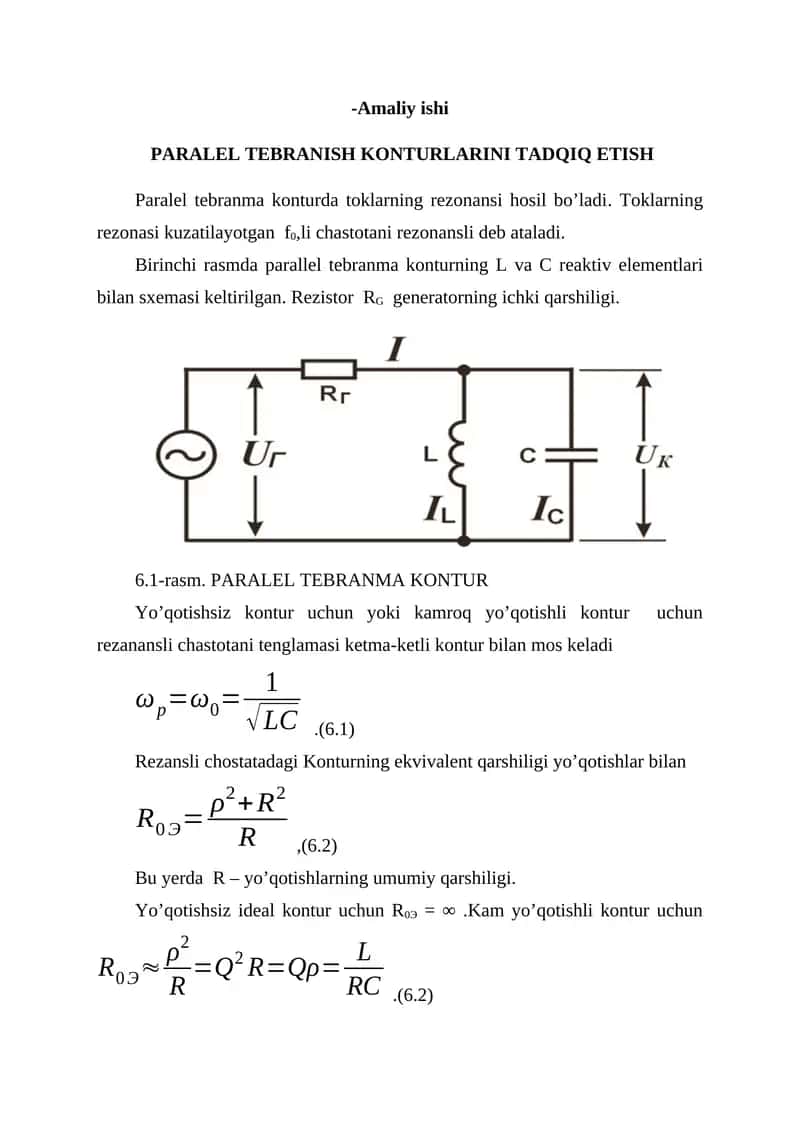 PARALEL TEBRANISH KONTURLARINI TADQIQ ETISH