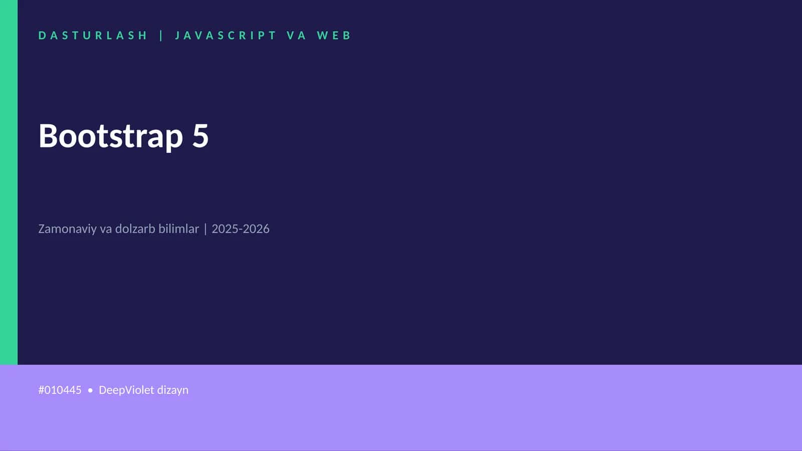 DASTURLASH | JAVASCRIPT VA WEB