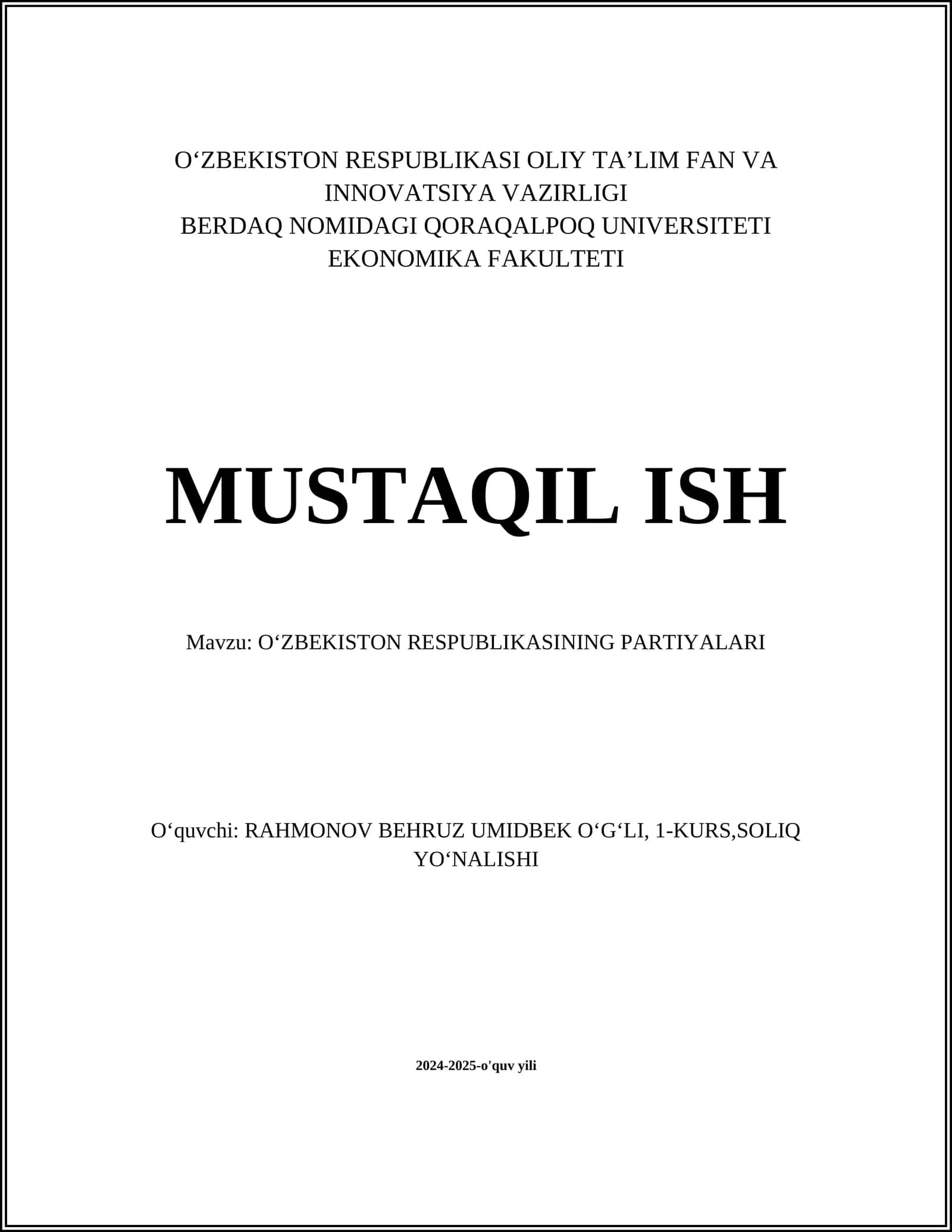 Oʻzbekiston Respublikasining Partiyalari