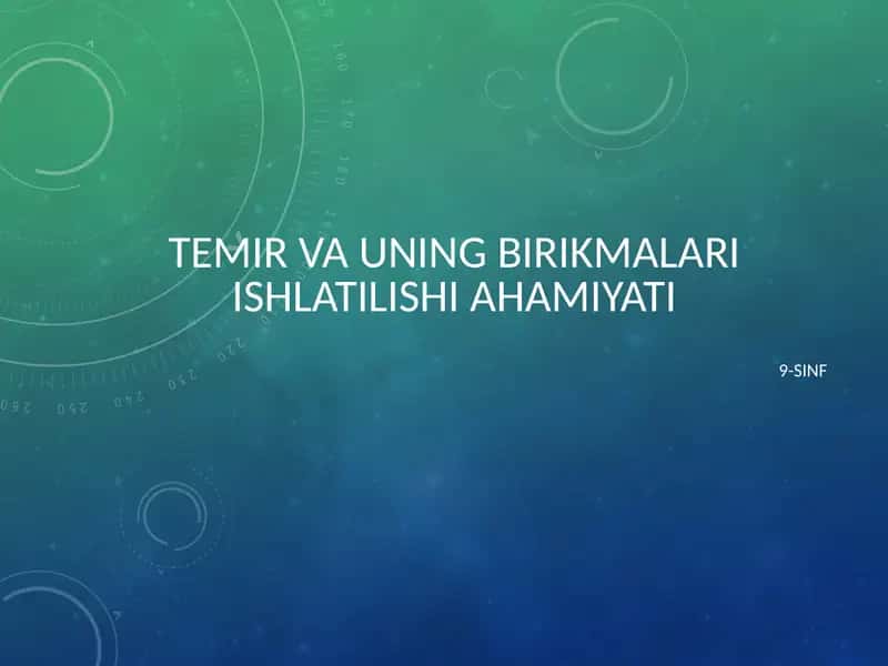 TEMIR VA UNING BIRIKMALARI ISHLATILISHI AHAMIYATI