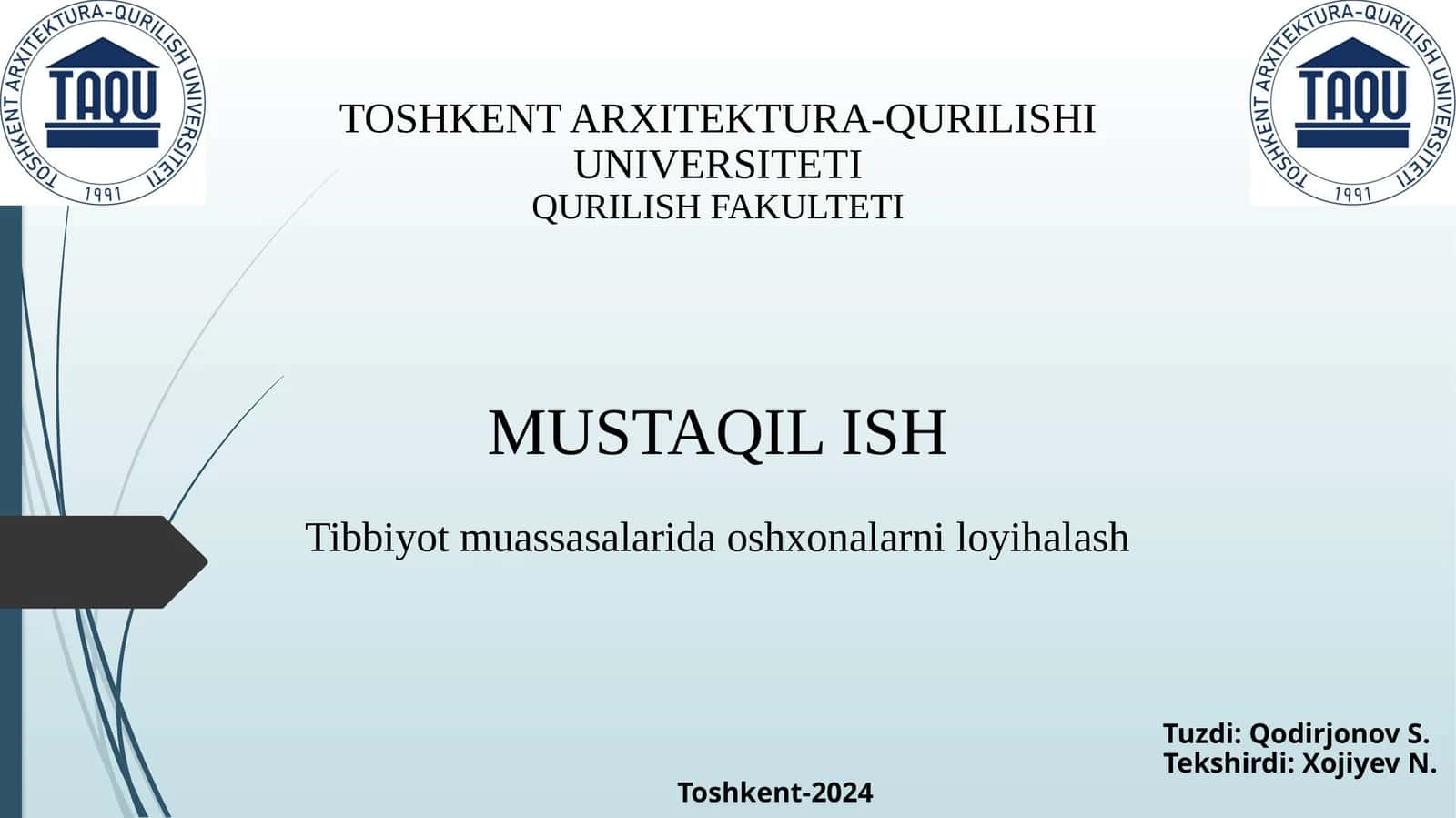 Tibbiyot muassasalarida oshxonalarni loyihalash