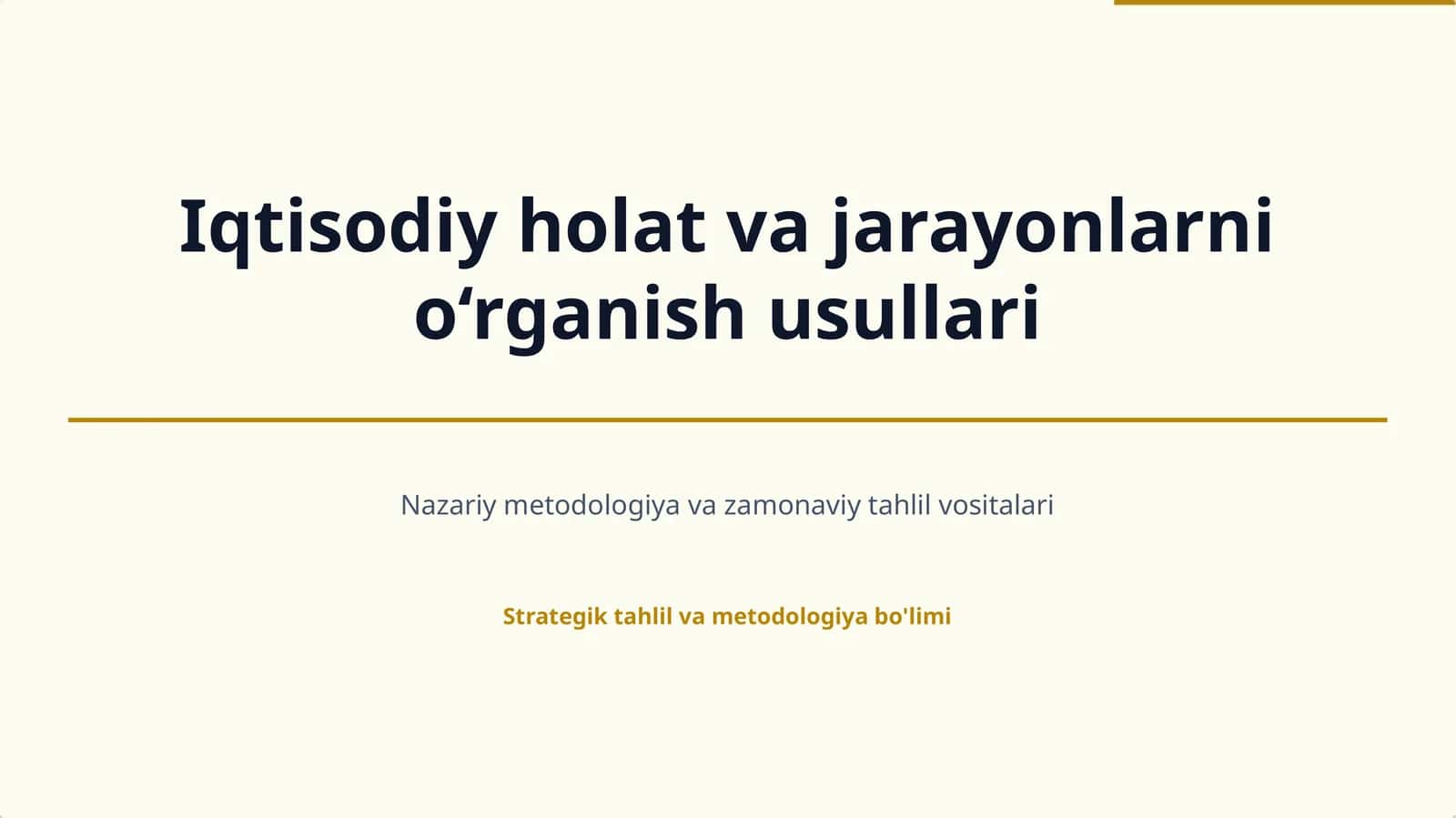 Iqtisodiy holat va jarayonlarni o'rganish usullari