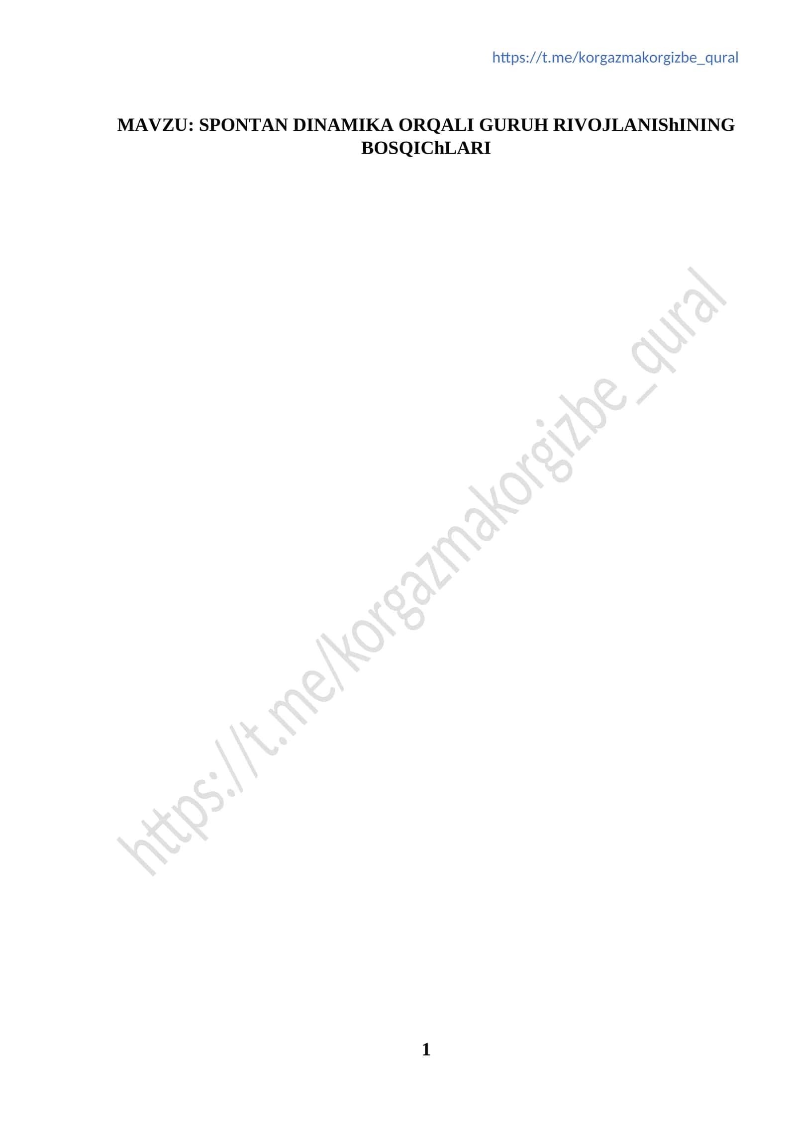 Spontan dinamika orqali guruh rivojlanishining bosqichlari