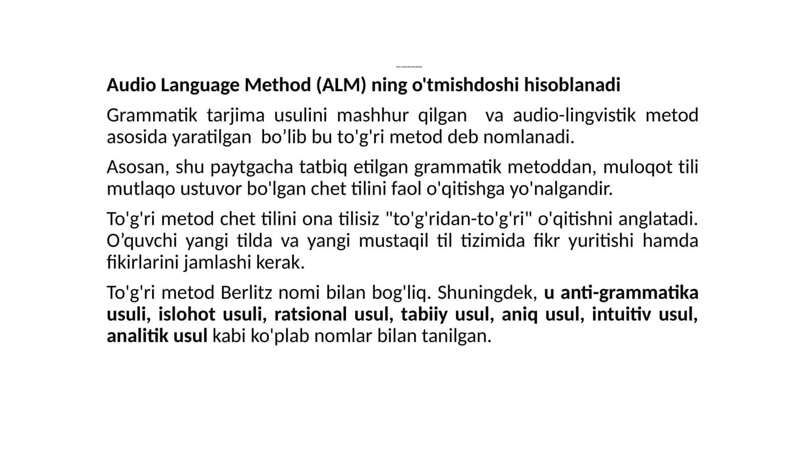 To’g’ri metod (Direkte Metod)
