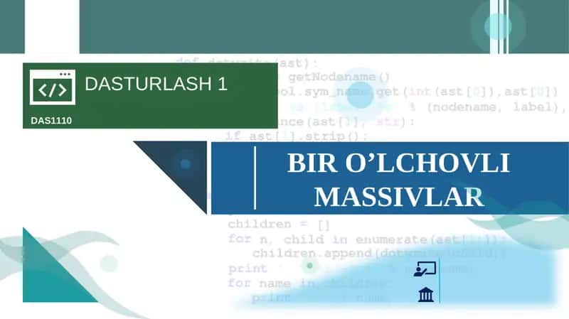 BIR O’LCHOVLI MASSIVLAR