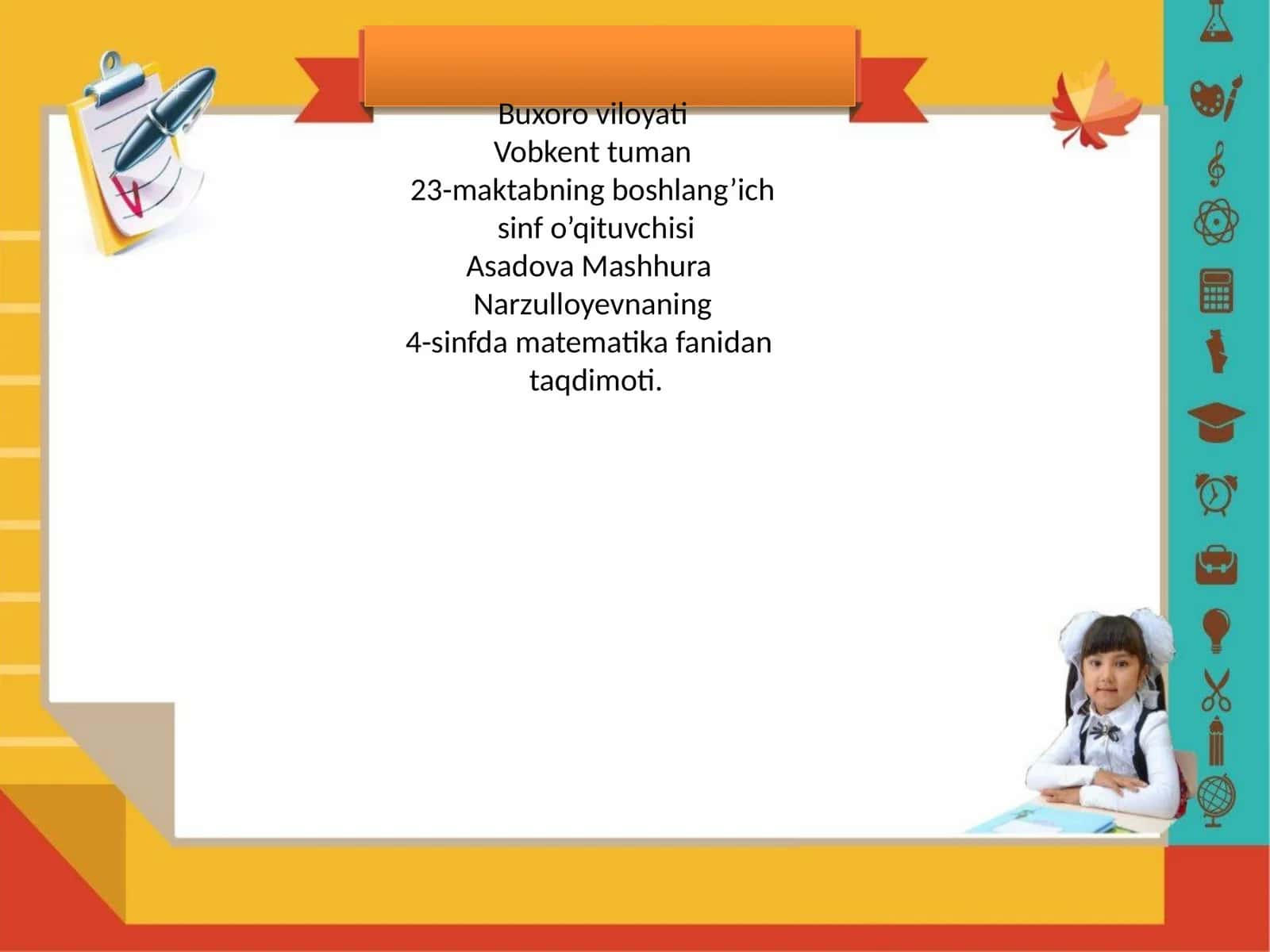 4-sinfda matematika fanidan taqdimoti