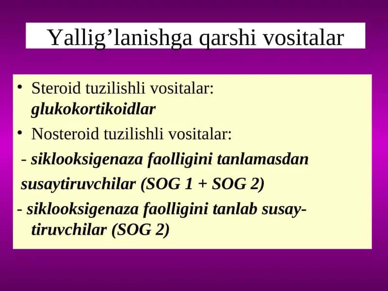 Yallig’lanishgaqarshi vositalar