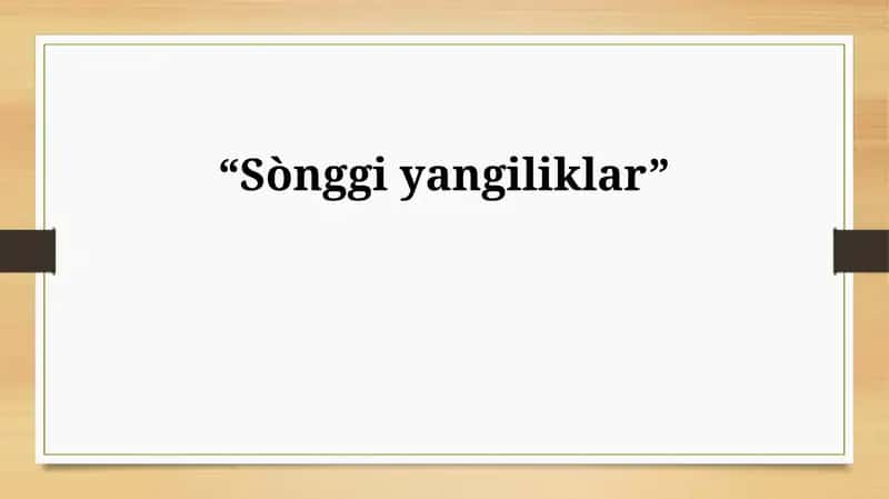 Songgi yangiliklar