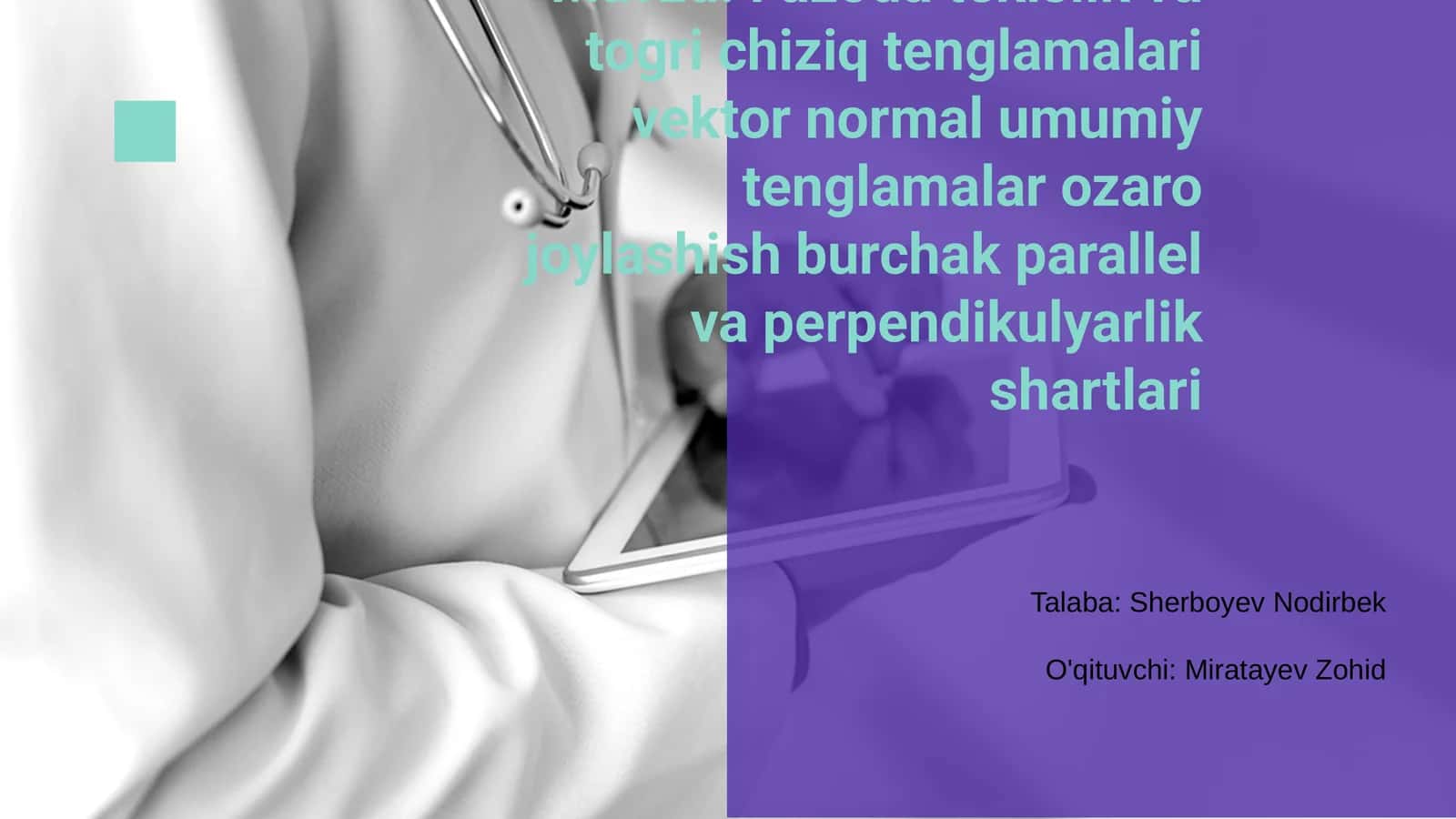 Fazoda tekislik va togri chiziq tenglamalari
