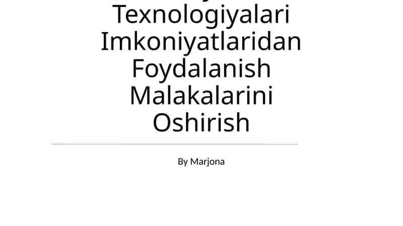 Zamonaviy Axborot Texnologiyalari Imkoniyatlari