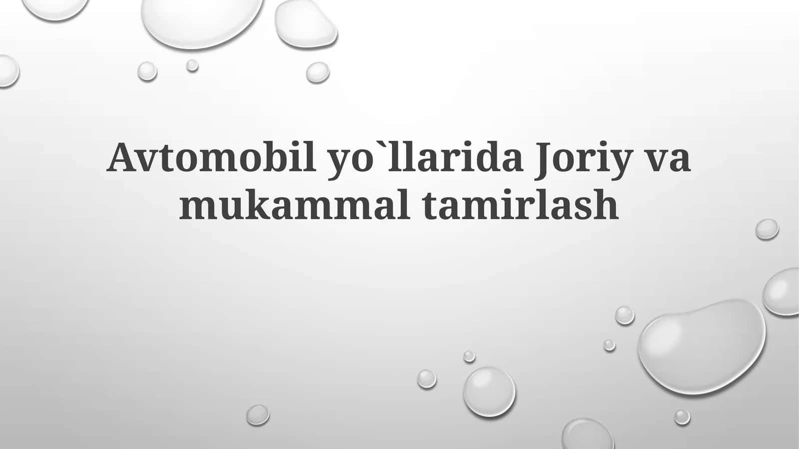 Йўлнинг техник ҳолати мониторинги