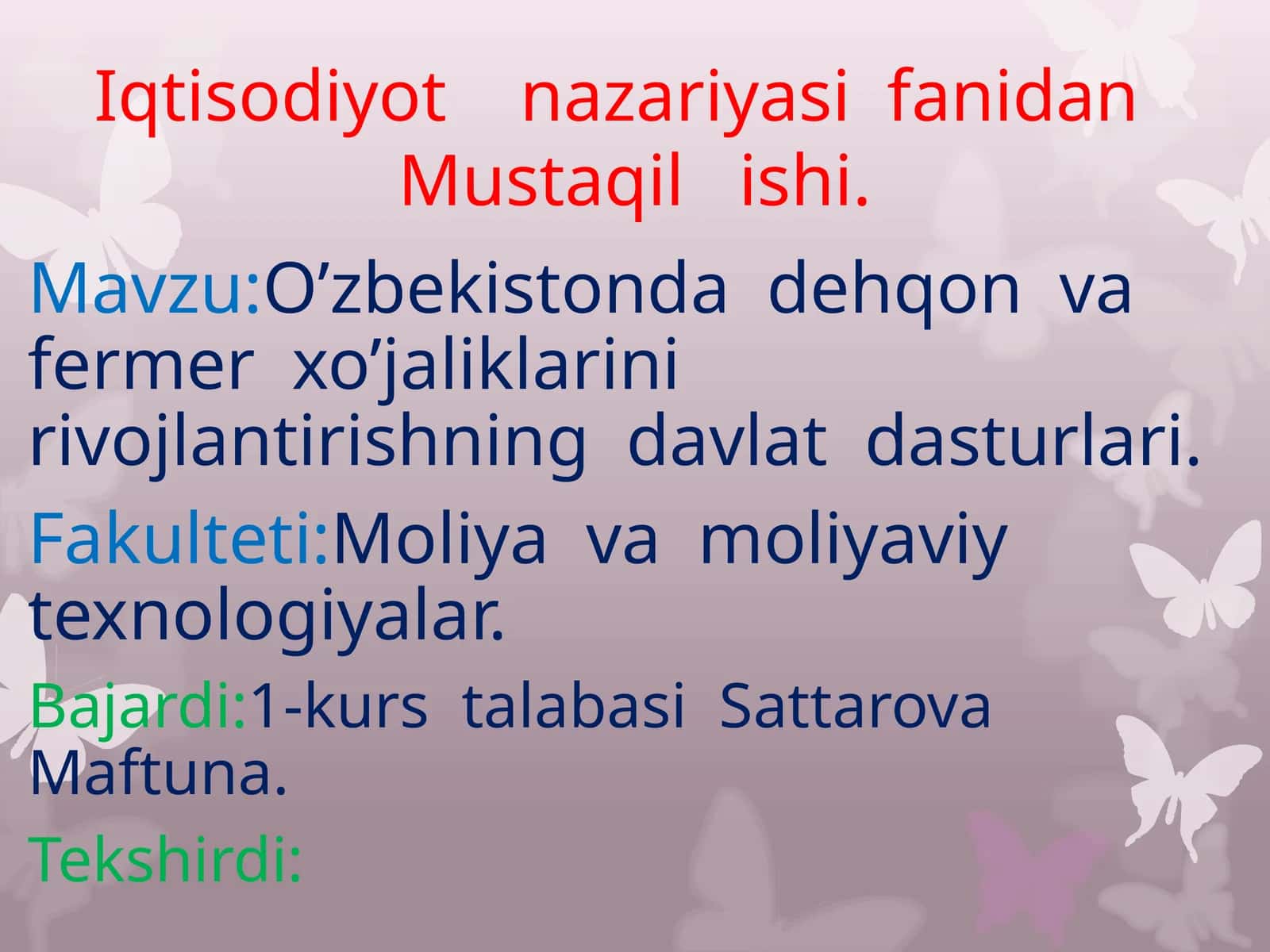 O’zbekistonda dehqon va fermer xo’jaliklarini rivojlantirishning davlat dasturlari