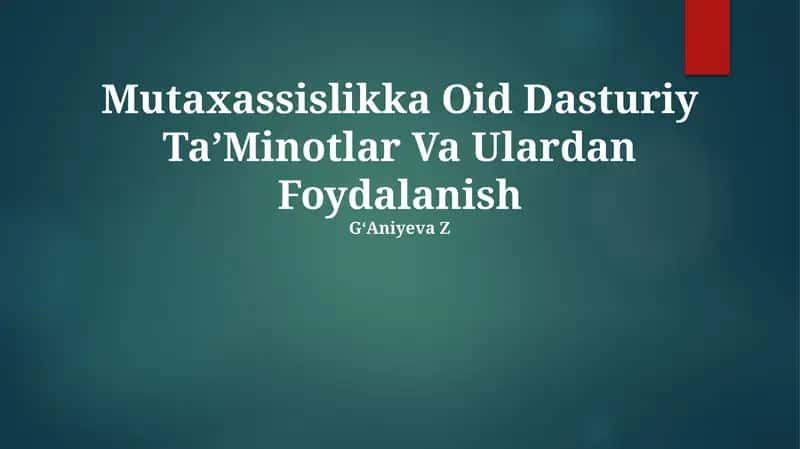 Mutaxassislikka OID Dasturiy Ta'minotlar