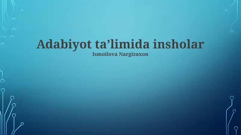 Adabiyot taʼlimida insholar