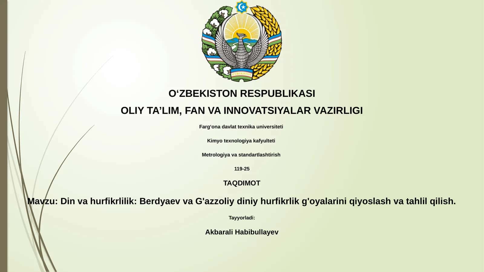 Din va hurfikrlilik: Berdyaev va G'azzoliy diniy hurfikrlik g'oyalarini qiyoslash va tahlil qilish