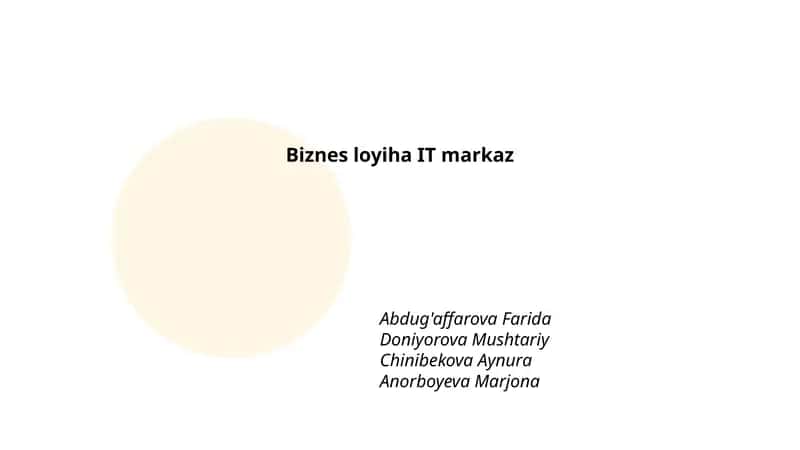 IT markaz uchun biznes-reja tuzilishi