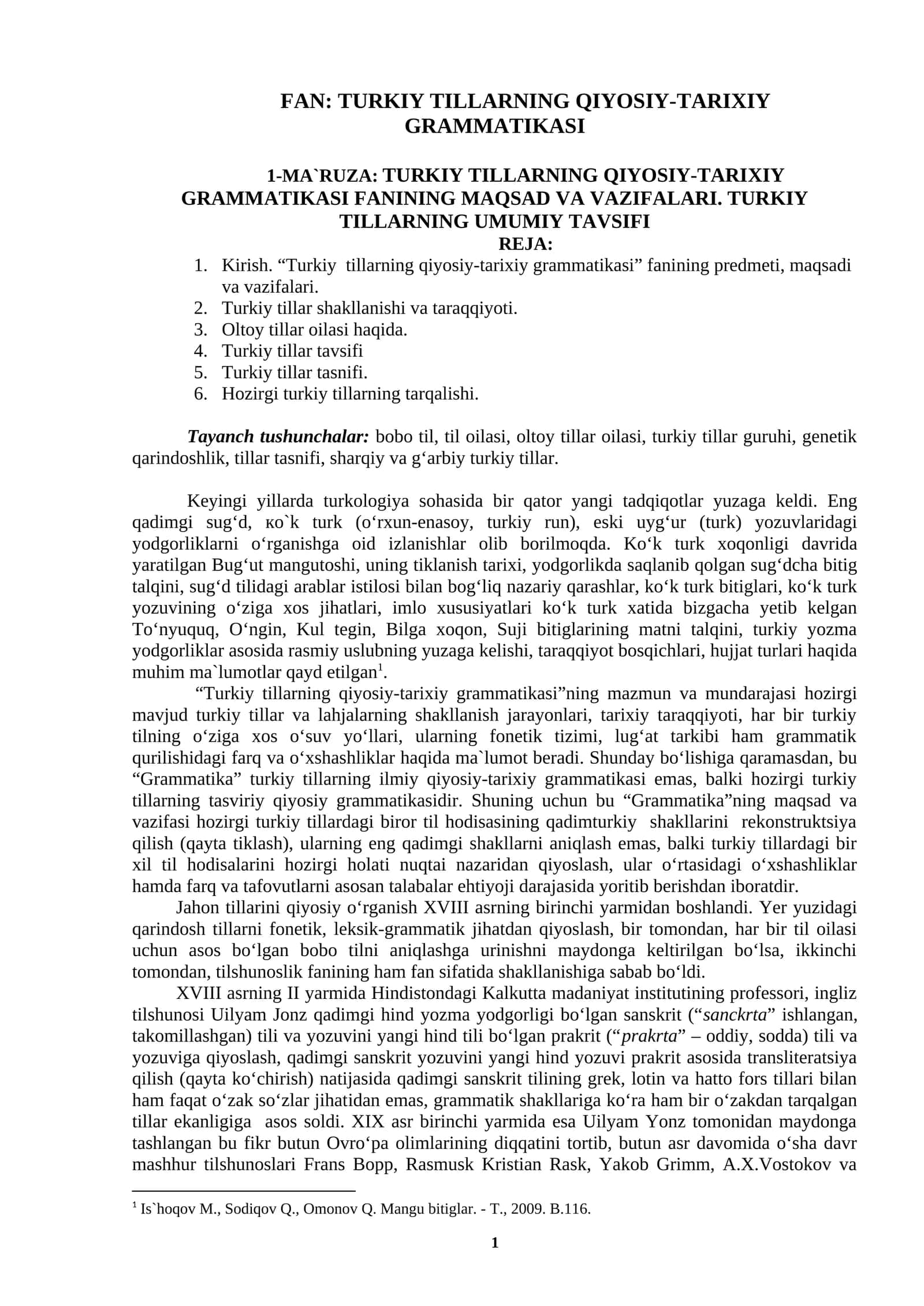 TURKIY TILLARNING QIYOSIY-TARIXIY GRAMMATIKASI