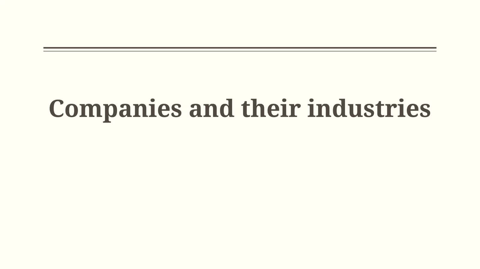 Companies and their industries