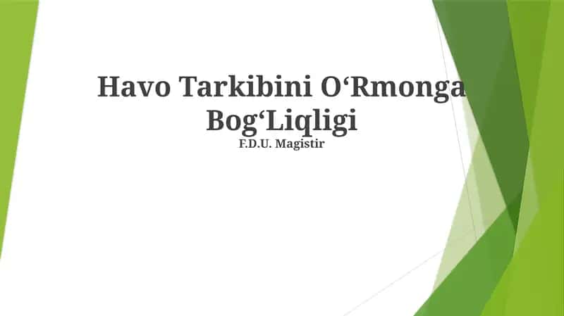 Havo Tarkibini OʻRmonga BogʻLiqligi