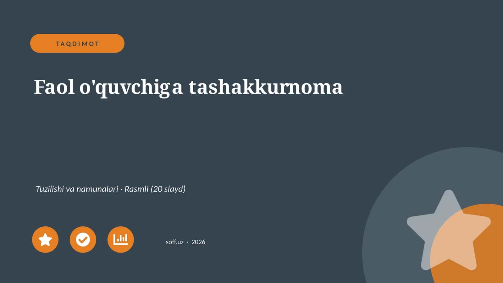 Faol o'quvchiga tashakkurnoma