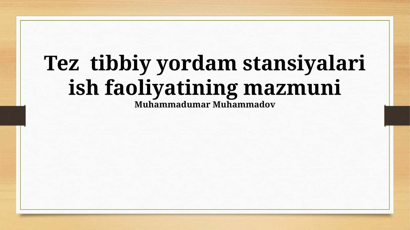 Tez tibbiy yordam stansiyalari ish faoliyatining mazmuni