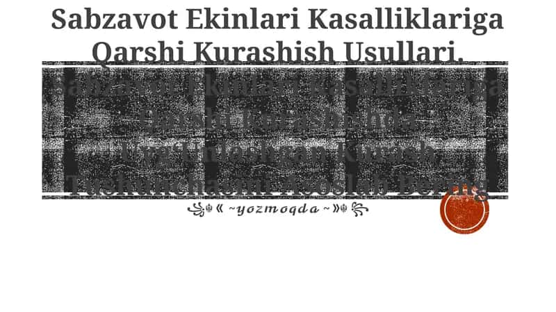 Sabzavot Ekinlari Kasalliklariga Qarshi Kurashish Usullari
