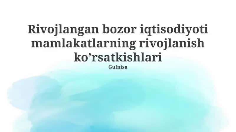 Rivojlangan bozor iqtisodiyoti