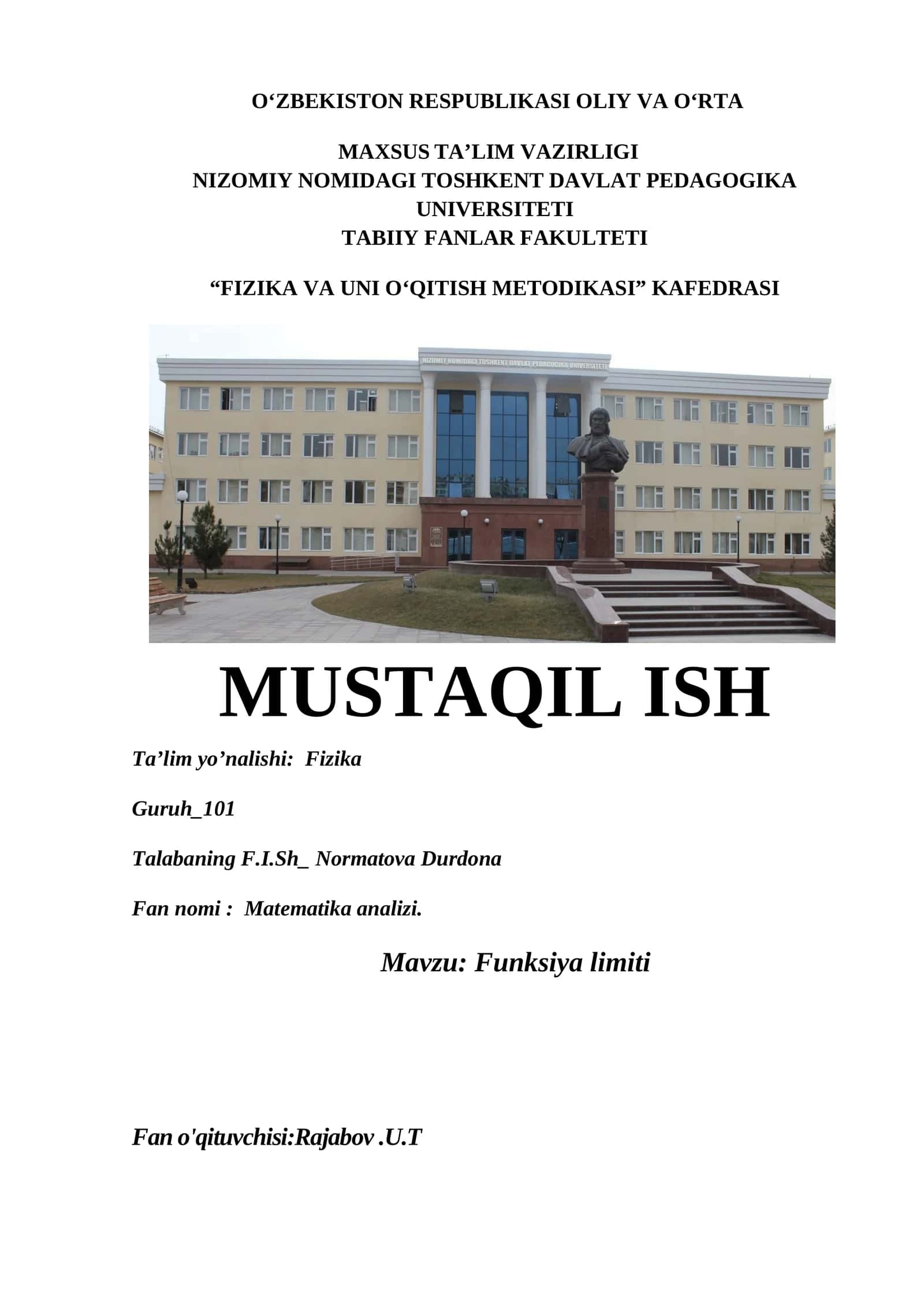 Funksiya limiti