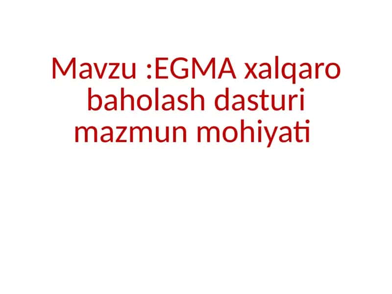EGMA qalqaro baholash dasturi