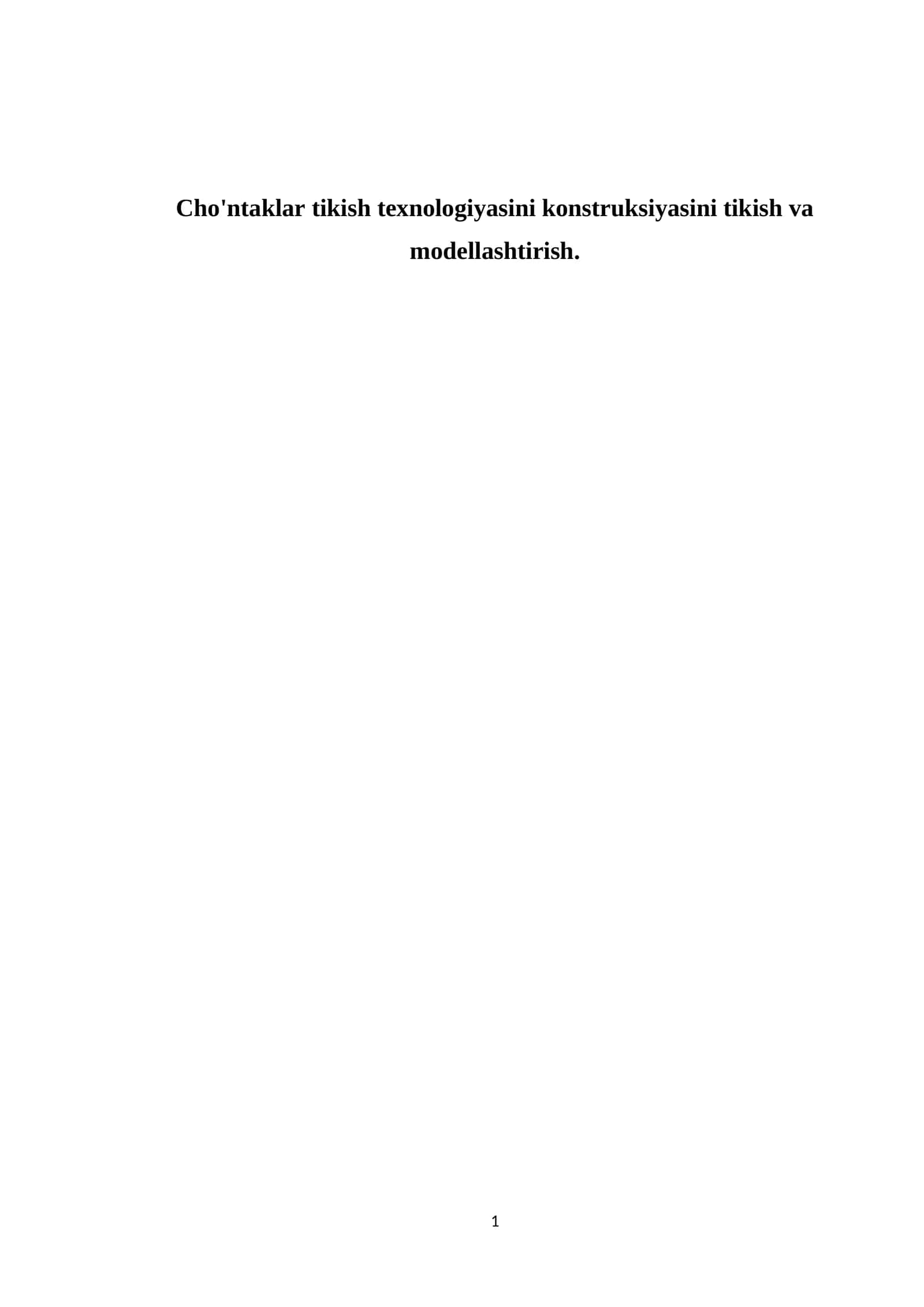 Cho'ntaklar tikish texnologiyasini konstruksiyasini tikish va modellashtirish