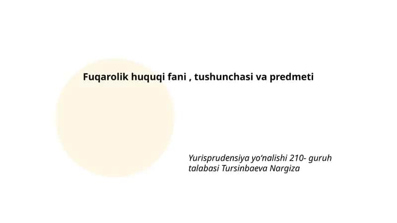 Fuqarolik huquqi fani, tushunchasi va predmeti