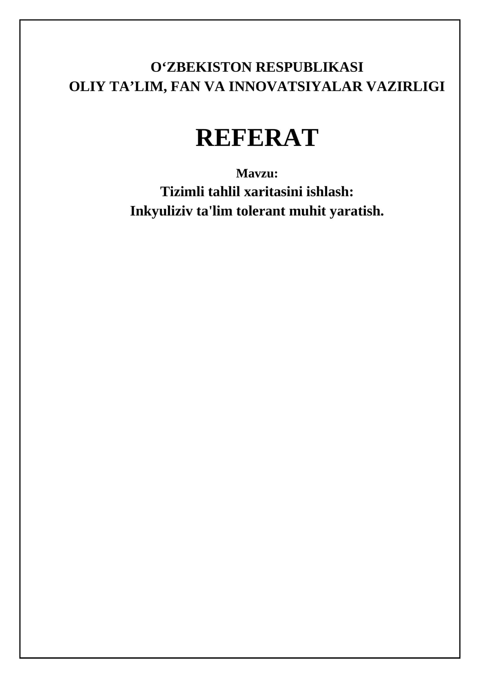Inklyuziv ta'lim va tolerant muhit o'rtasidagi bog'liqlik
