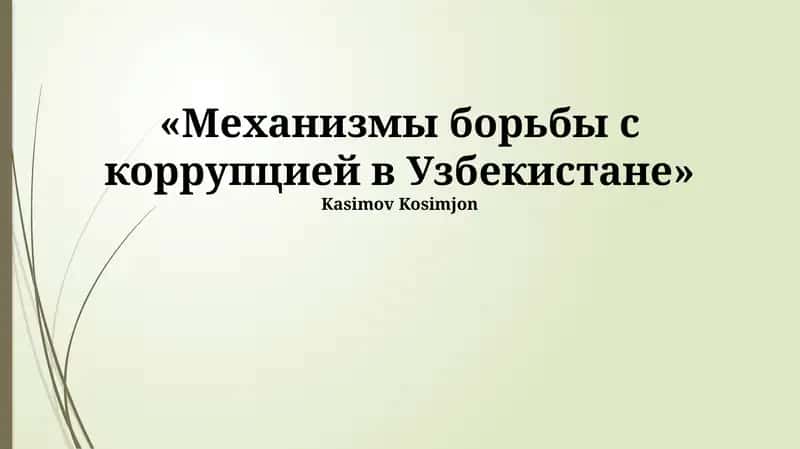 Механизмы борьбы с коррупцией в Узбекистане