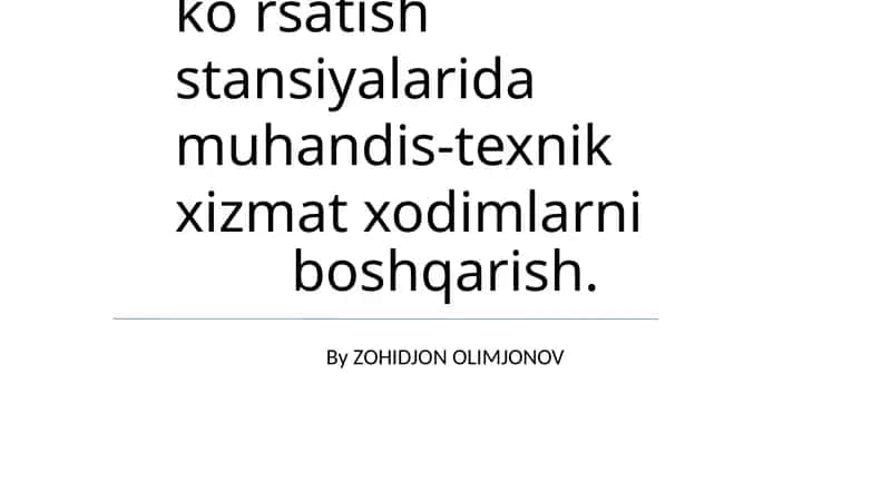 Muhandis-texnik xizmat boshqarish