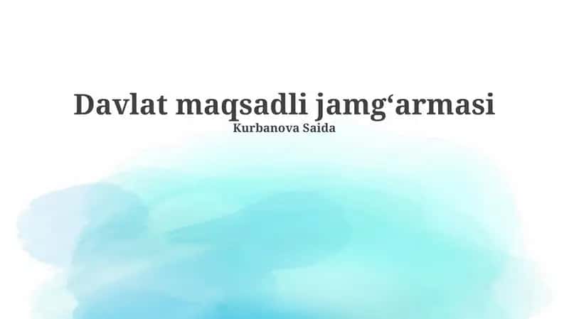 Davlat Maqsadli Jamg‘armasi