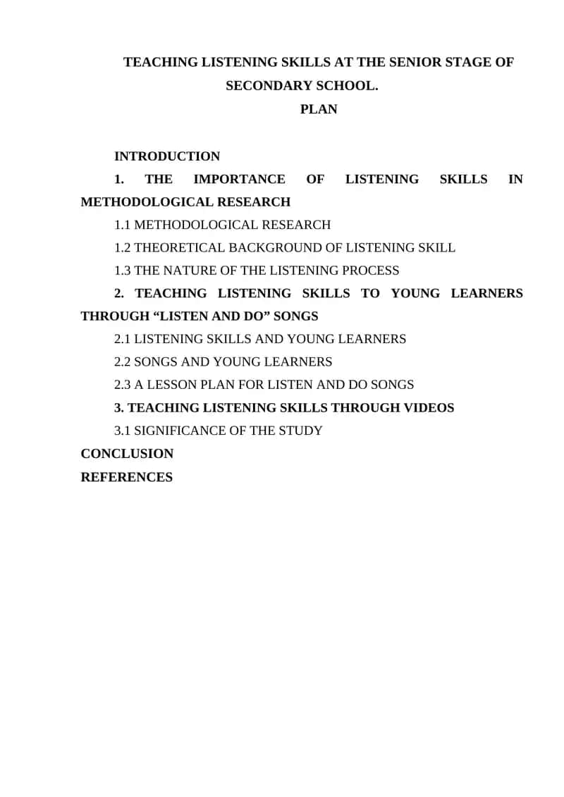 TEACHING LISTENING SKILLS AT THE SENIOR STAGE OF SECONDARY SCHOOL