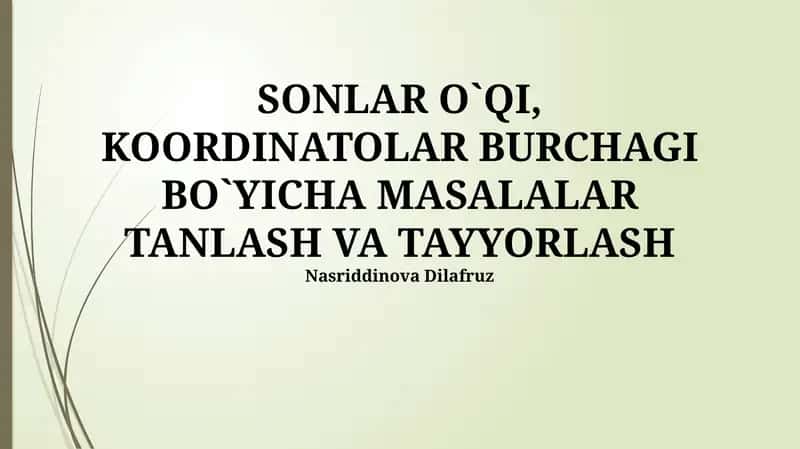 Masalalarni Tayyorlash Usullari