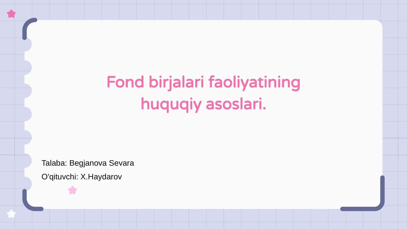 Fond birjalari faoliyatining huquqiy asoslari