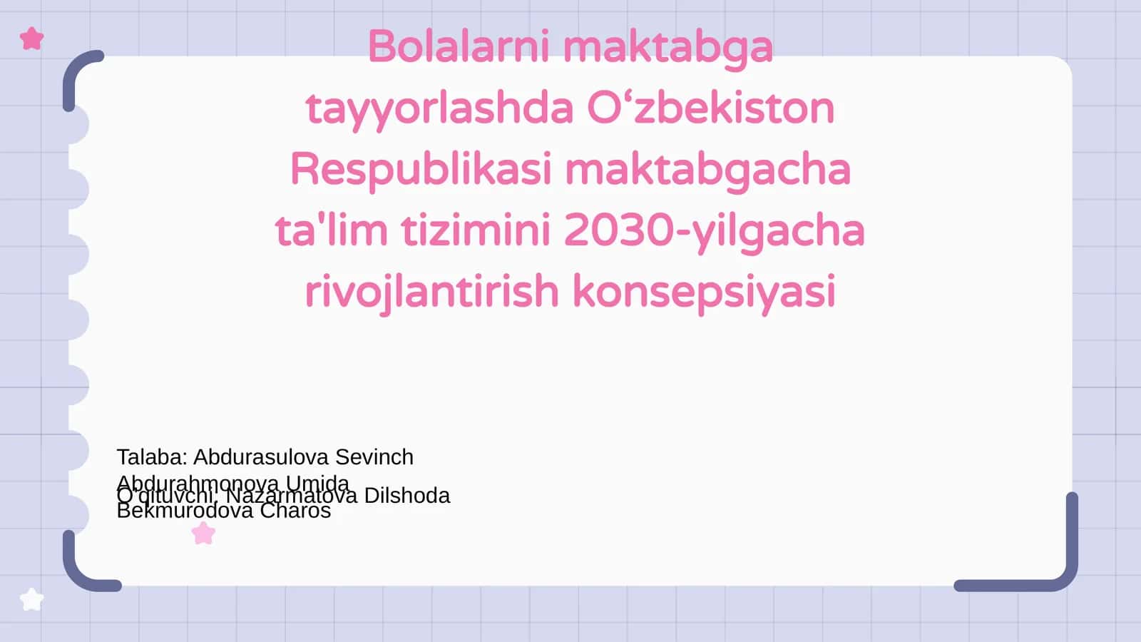 Maktabgacha ta'lim tizimini 2030-yilgacha rivojlantirish konsepsiyasi