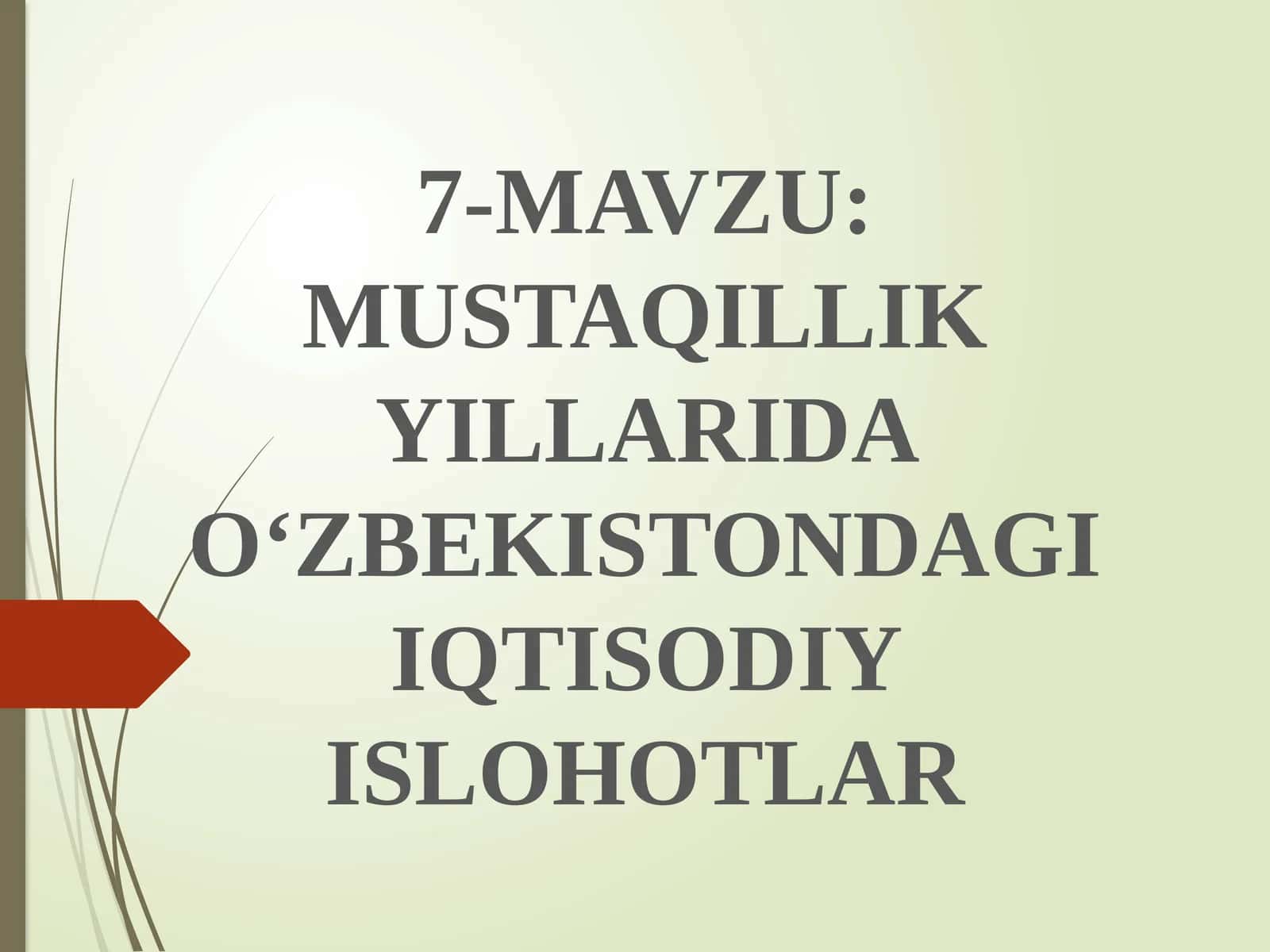 MUSTAQILLIK YILLARIDA O‘ZBEKISTONDAGI IQTISODIY ISLOHOTLAR