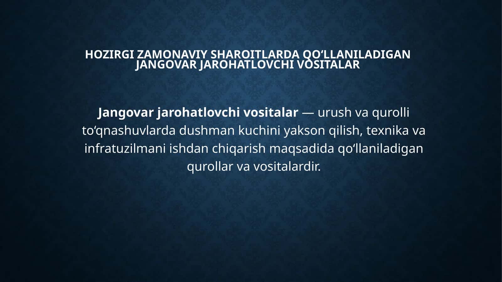 Jangovar jarohatlovchi vositalar