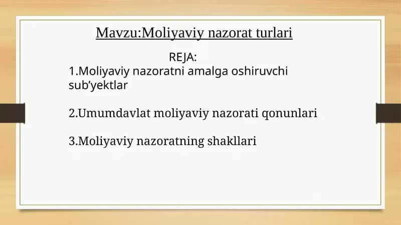 Moliyaviy nazorat turlari